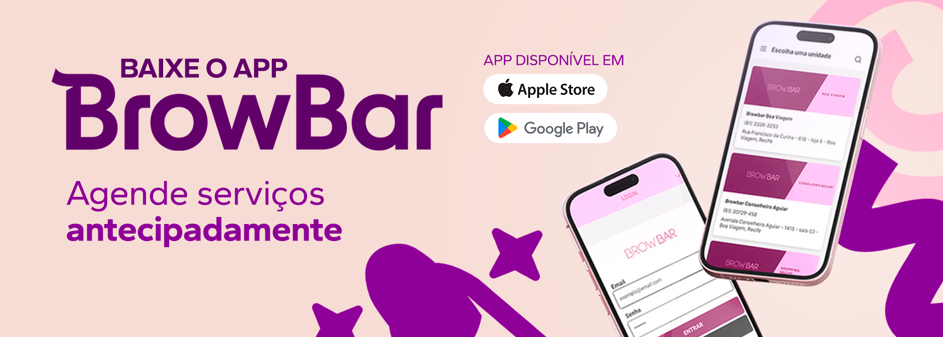 Baixe o app BrowBar — Agende serviços antecipadamente